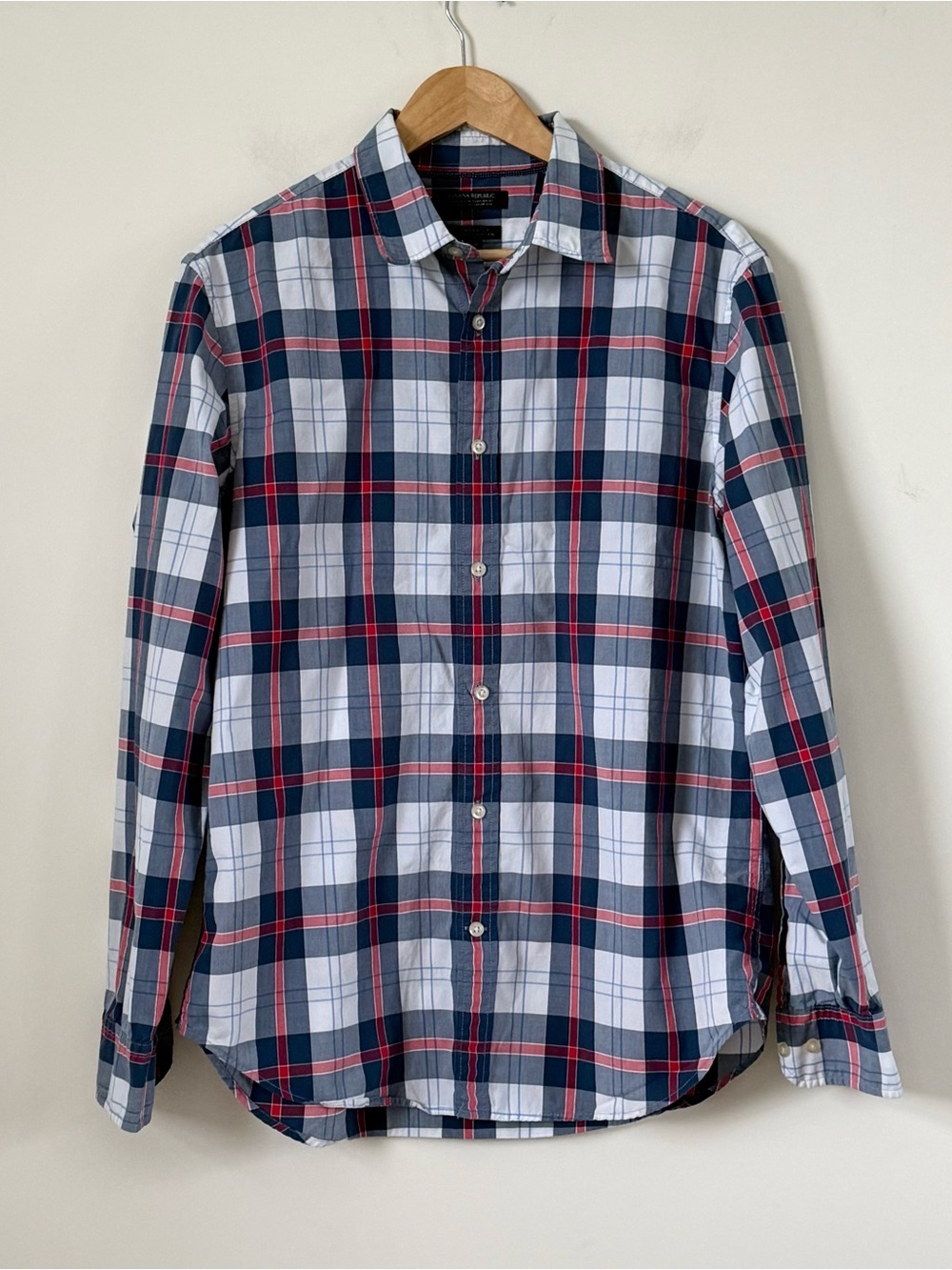 Banana Republic Men’s Camden Fit Plaid Custom 078 Wash Shirt - Size M